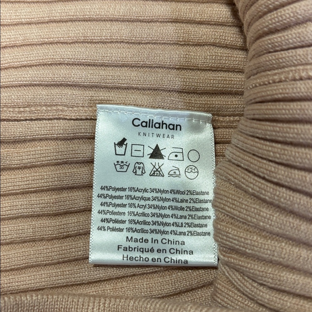 Callahan Knitwear Pink High Waisted Flare Leg Ribbed Casual Pant WN Large NWT - Picture 7 of 7